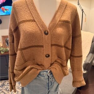Cozy Tan Button-Up Women's Sweater